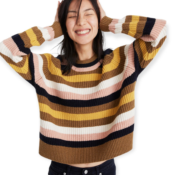 Madewell Sweaters - Madewell Striped Tilden Pullover Sweater Size Large